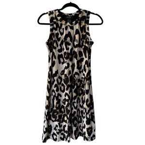 Karen Kane Animal Print A-Line Mini Dress Black Cream Women's Size XS